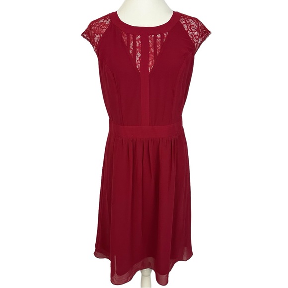CITY CHIC | Ruby Red Dark Romance Lace Detail A-Line Cocktail Dress NWT XS/14 - Picture 4 of 16